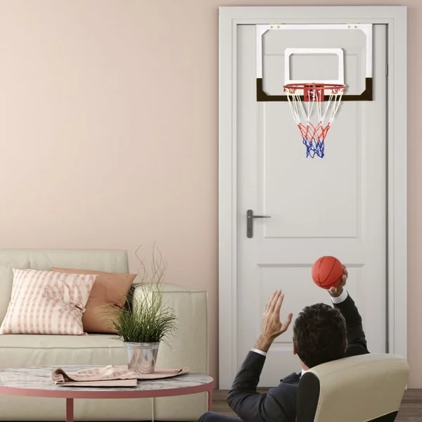 Panneau de Basket-ball pour Enfant Mural ou sur Porte avec Ballon Gonfleur en PC Dia. Panier 25,5 cm, 46x30,5cm