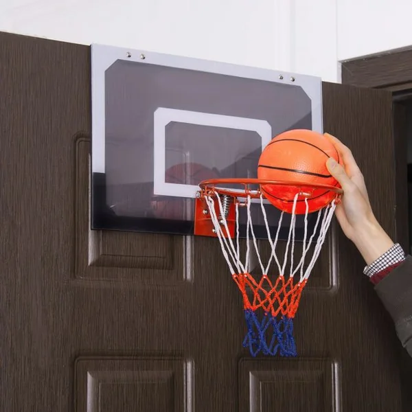 Panneau de Basket-ball pour Enfant Mural ou sur Porte avec Ballon Gonfleur en PC Dia. Panier 25,5 cm, 46x30,5cm