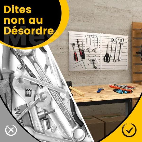 Panneau Mural Porte-Outils Lot de 4 avec 32 Bandes Magnétiques Puissantes Système de Rangement Mural pour Outils Peu Encombrants pour Atelier Garage