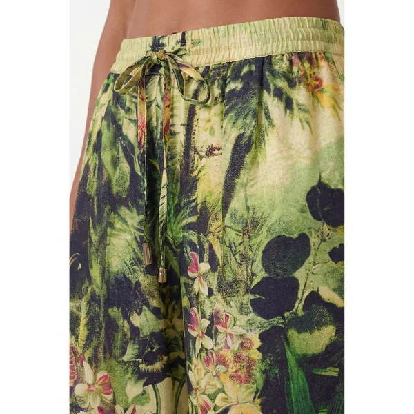 Pantalon Cache-maillot En Viscose Filée Imprimé Tropical Plage