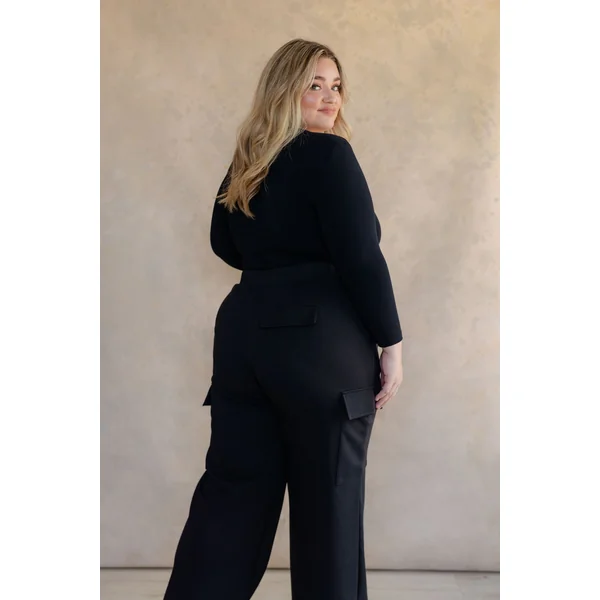 Pantalon cargo (à taille élastique) - noir