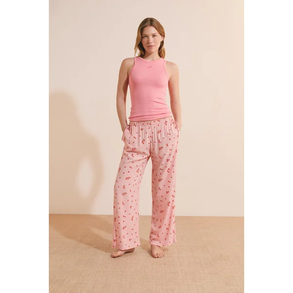Pantalon de pyjama 7/8 à motifs tomates avec noeuds côté