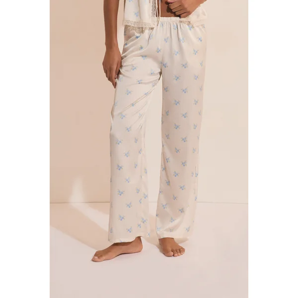 Pantalon de pyjama satiné à motifs fleuris