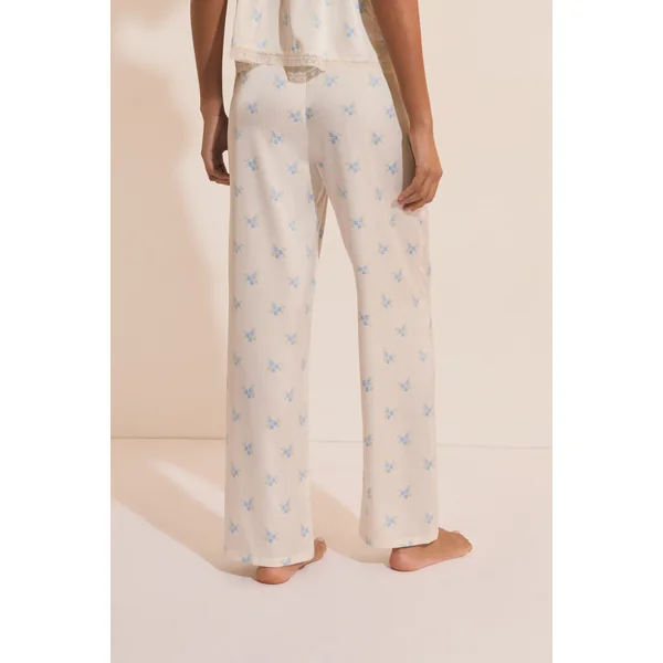 Pantalon de pyjama satiné à motifs fleuris