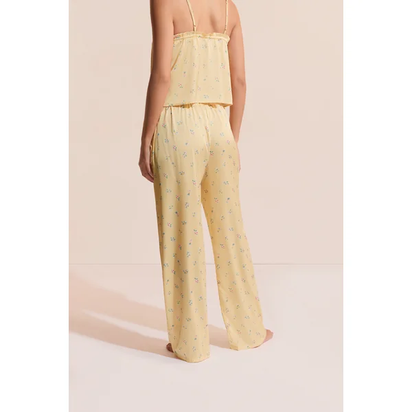 Pantalon de pyjama satiné à motifs fleurs avec charms