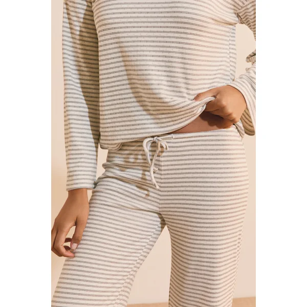 Pantalon de pyjama à rayures avec cordon de serrage
