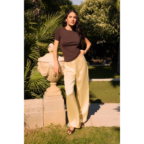 Pantalon droit satiné