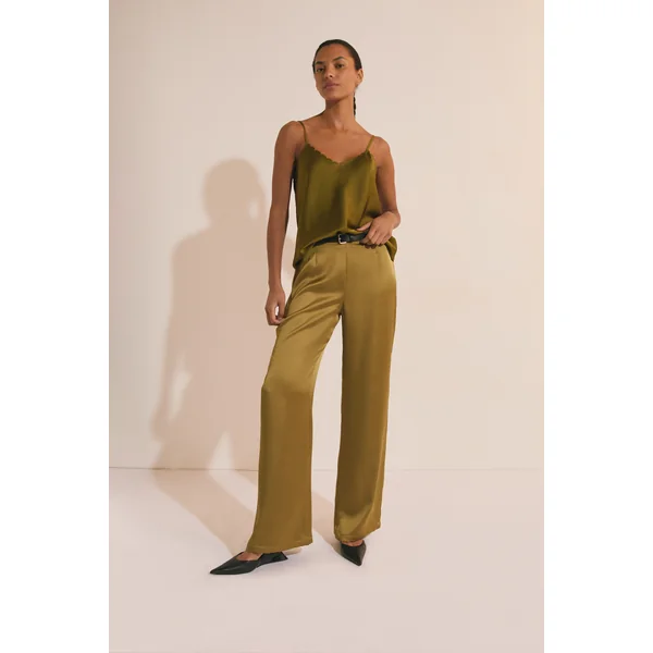 Pantalon droit satiné