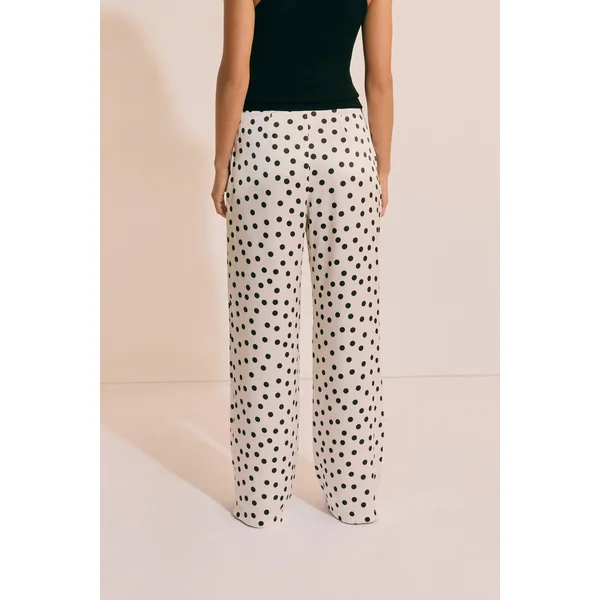 Pantalon droit satiné à pois