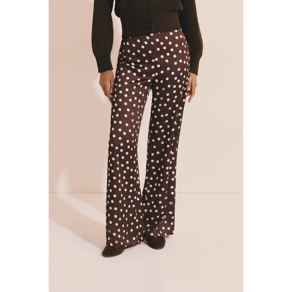 Pantalon droit satiné à pois