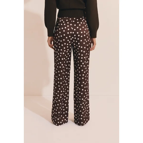 Pantalon droit satiné à pois