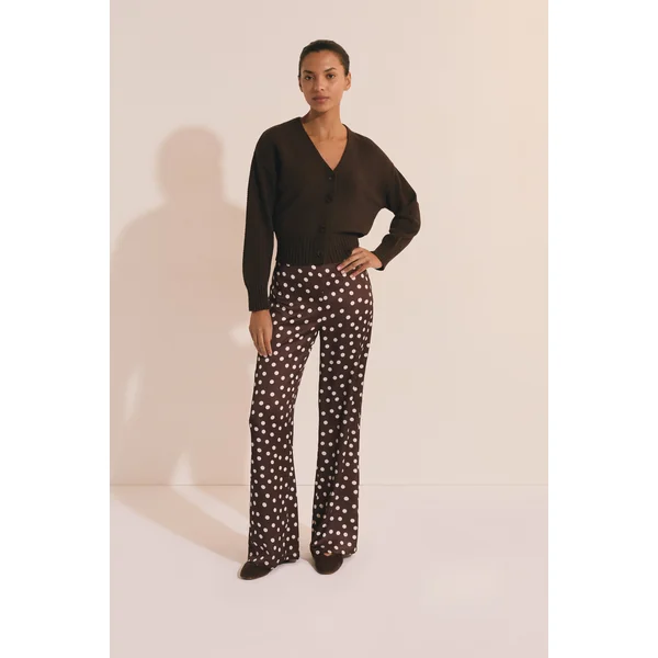 Pantalon droit satiné à pois