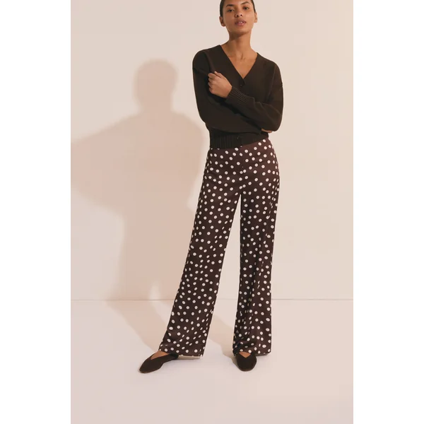 Pantalon droit satiné à pois