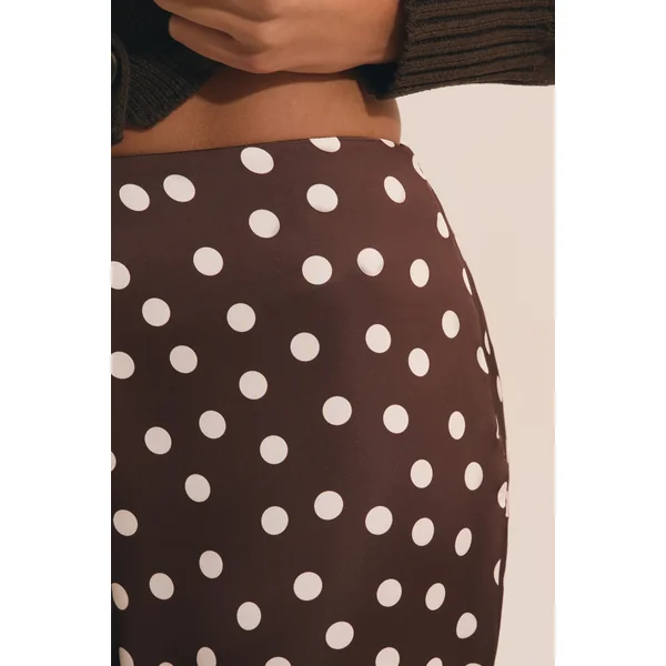 Pantalon droit satiné à pois