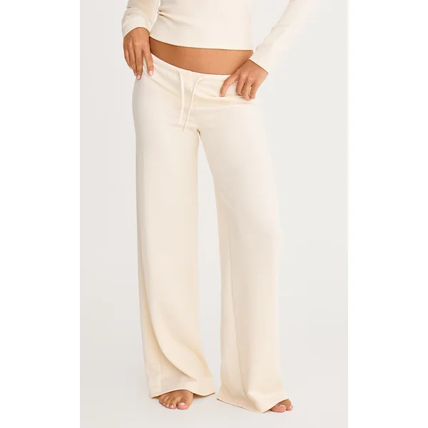 Pantalon Droit Taille Basse À Cordon De Serrage En Tissu Doux Premium