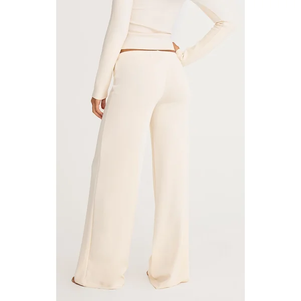 Pantalon Droit Taille Basse À Cordon De Serrage En Tissu Doux Premium
