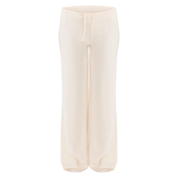 Pantalon Droit Taille Basse À Cordon De Serrage En Tissu Doux Premium