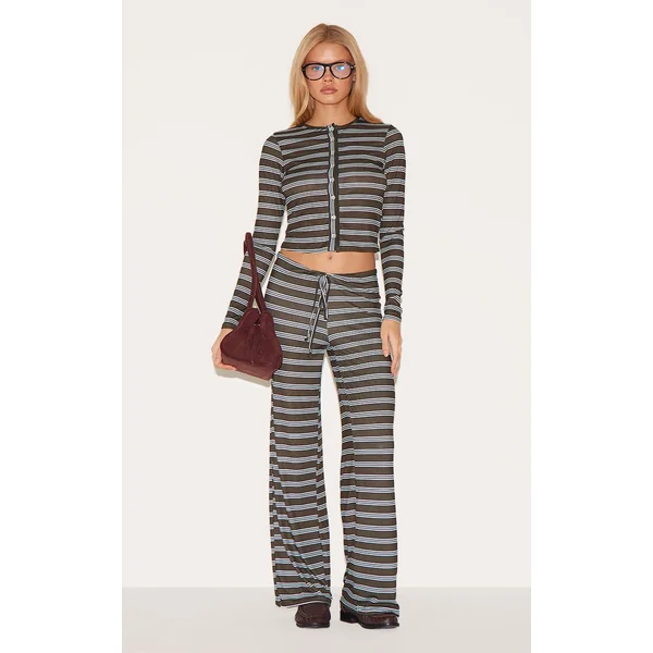 Pantalon Droit À Fines Rayures