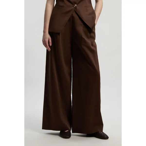 Pantalon Large Ajusté En Lin Petite