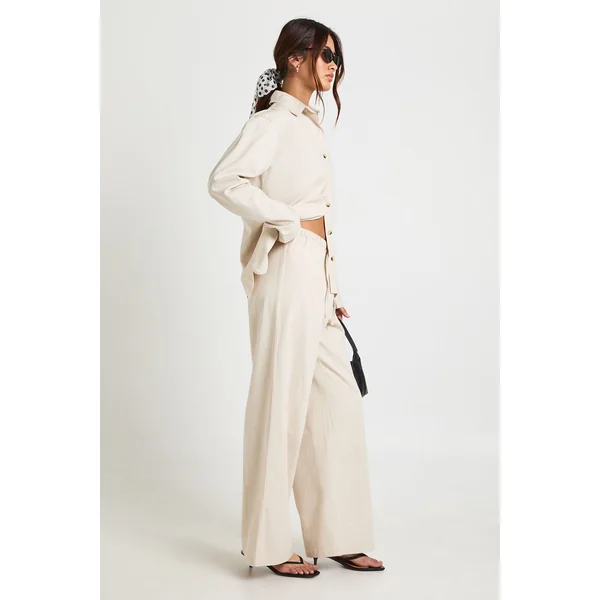 Pantalon Large Décontracté En Chambray