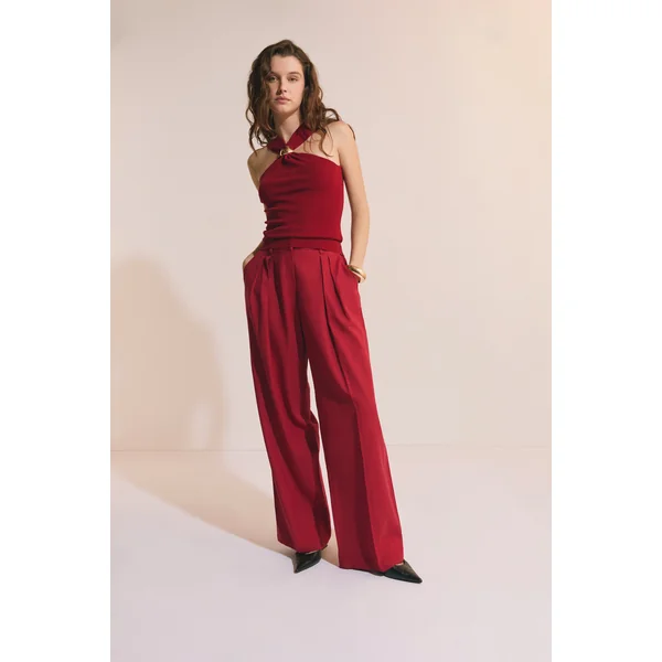 Pantalon large en lin mélangé