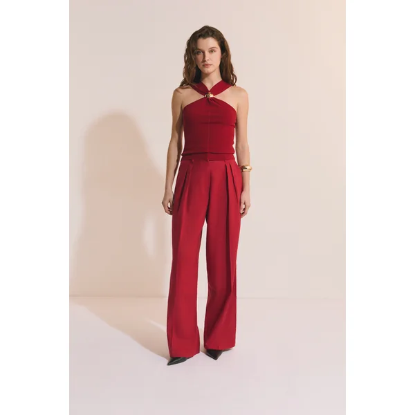 Pantalon large en lin mélangé