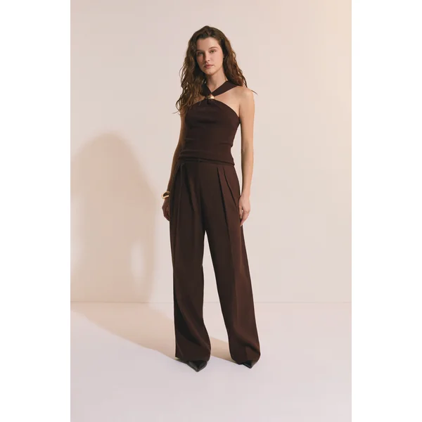 Pantalon large en lin mélangé