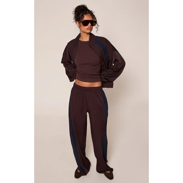 Pantalon Large En Tricot À Bandes Contrastées