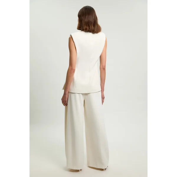 Pantalon Large Tailleur En Tissu Stretch Compact