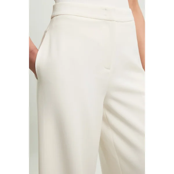 Pantalon Large Tailleur En Tissu Stretch Compact
