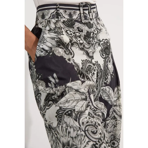 Pantalon taille haute en soie et coton tissé Tile