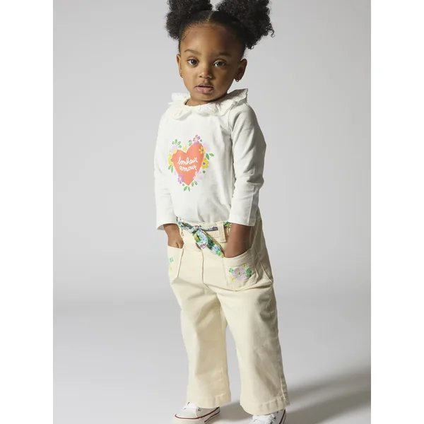 Pantalon écru pour bébé fille - Soins Bébé Naturels & Produits Maman Après Naissance