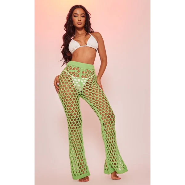 Pantalon Évasé En Maille Ajourée Petite