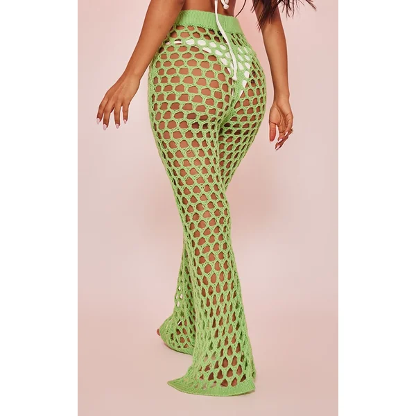 Pantalon Évasé En Maille Ajourée Petite