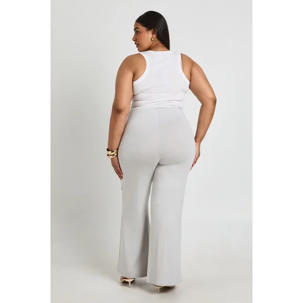 Pantalon Évasé Grande Taille Avec Ceinture Nouée À La Taille