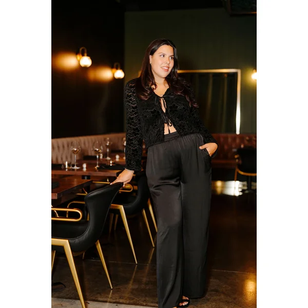 Pantalons chic fluide - noir satiné