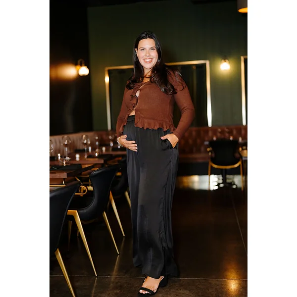Pantalons chic fluide - noir satiné