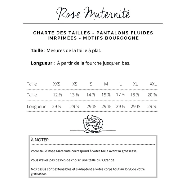 Pantalons fluides imprimés - motifs bourgogne