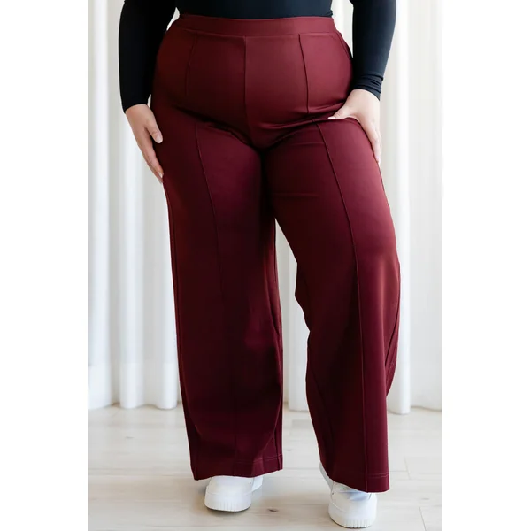 Pantalons à jambes larges - bourgogne