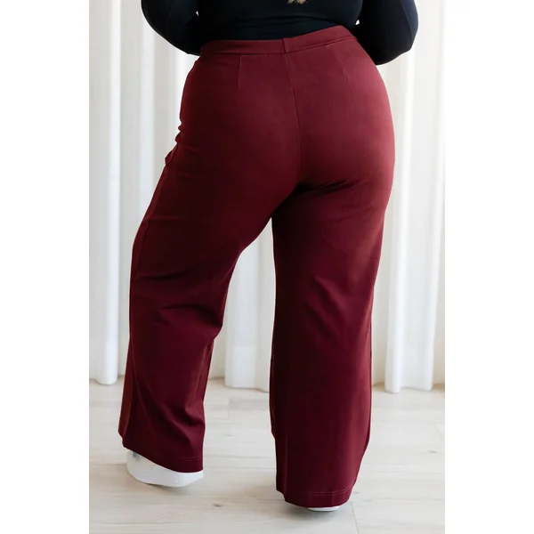 Pantalons à jambes larges - bourgogne