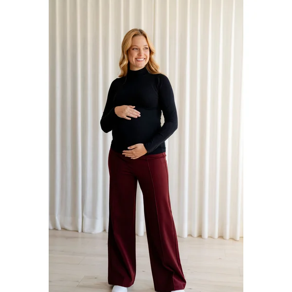 Pantalons à jambes larges - bourgogne