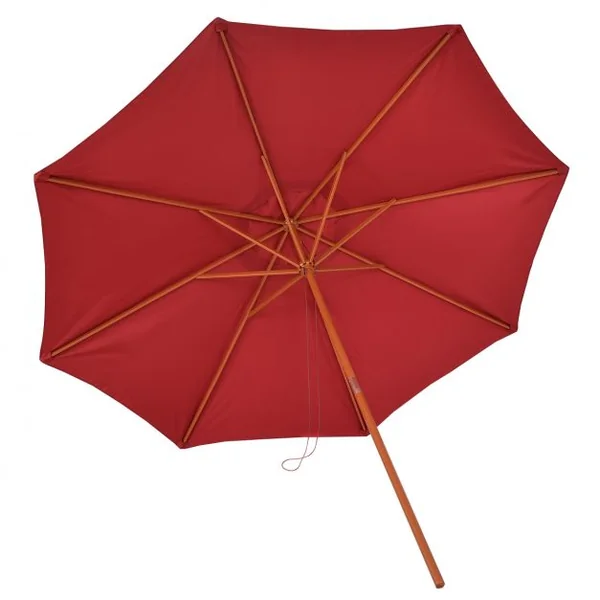 Parasol Hexagonal de 300 cm de Diamètre Parasol avec Mât en Bois Toile Polyester Imperméable Vin Rouge