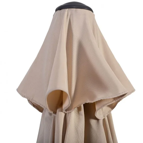 Parasol Inclinable Dia. 3 m Manivelle en Acier Toile en Polyester 6 Nervures pour Patio Jardin Beige