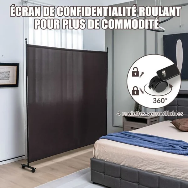 Paravent pour l'Intérieur & l'Extérieur- 184 x 184 CM à Roulettes Écran de Confidentialité Brise Vue Balcon / Jardin Marron