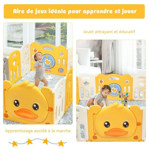 Parc Bébé en Plastique Pliable 14 Pièces 80 x 39,5 x 67,5CM Barrière d’Enfant en HDPE sans BPA