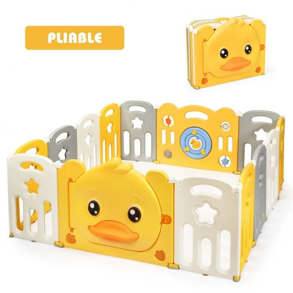 Parc Bébé en Plastique Pliable 14 Pièces 80 x 39,5 x 67,5CM Barrière d’Enfant en HDPE sans BPA