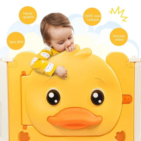 Parc Bébé en Plastique Pliable 14 Pièces 80 x 39,5 x 67,5CM Barrière d’Enfant en HDPE sans BPA