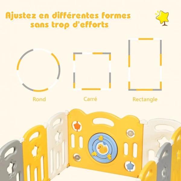 Parc Bébé en Plastique Pliable 14 Pièces 80 x 39,5 x 67,5CM Barrière d’Enfant en HDPE sans BPA