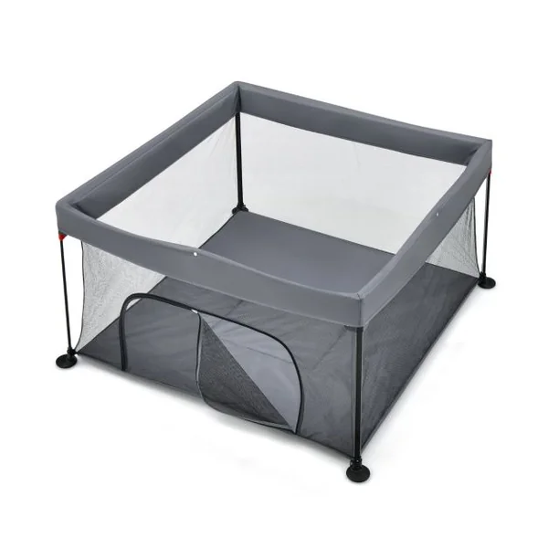 Parc Bébé Pliable 138x138cm avec Coussinets Antidérapants Centre d’Activités en Tissu Oxford avec Maille Respirante pour Enfants de 6-36 Mois Gris