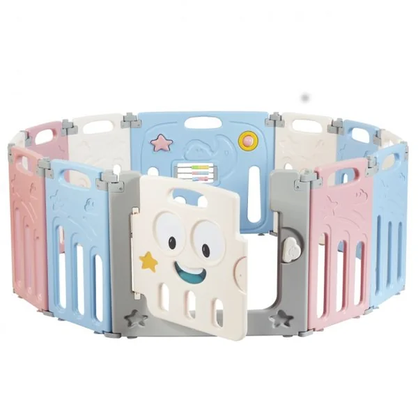 Parc Pliable pour Bébé de 3 Mois à 6 Ans Barrière Sécurité avec 11 Panneaux et 1 Porte en Hdpe Sans Bpa 117x150x64cm